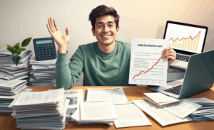 A visual representation of debt consolidation loans helping individuals manage their debts.