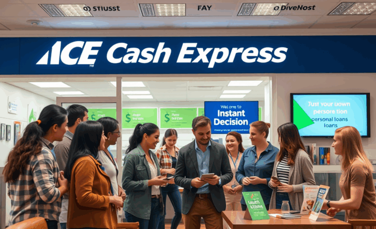 A person reviewing ACE Cash Express personal loan options online.