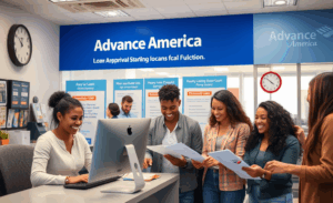 A person applying for a personal loan online with Advance America.