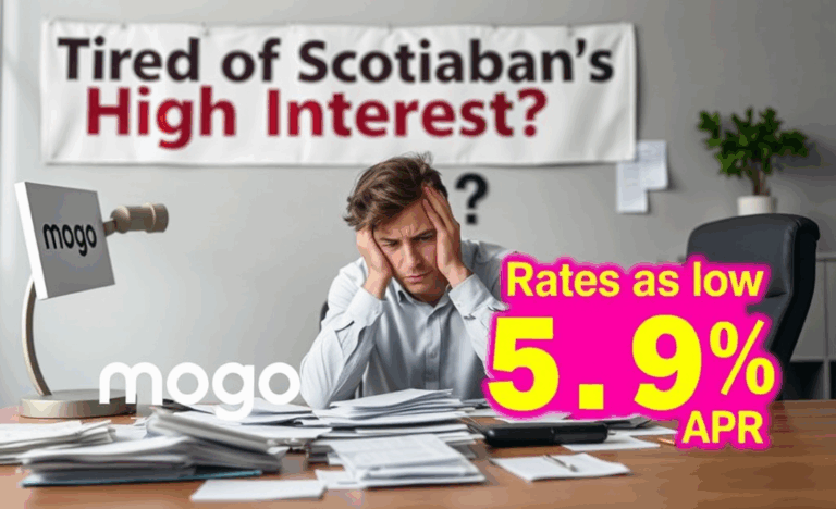 Image depicting low interest rates offered by Mogo as an alternative to Scotiabank.