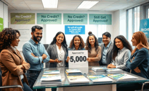 A person celebrating after getting loan approval without a credit score.