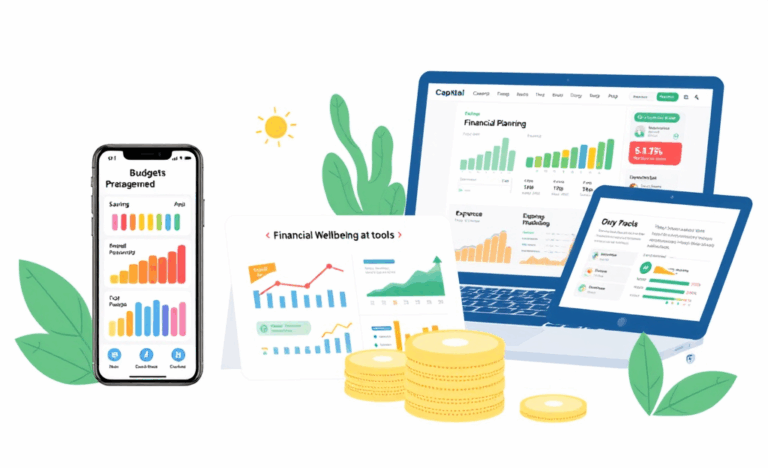 An image showcasing various Capital Bank tools for financial management, illustrating budgeting and planning resources.