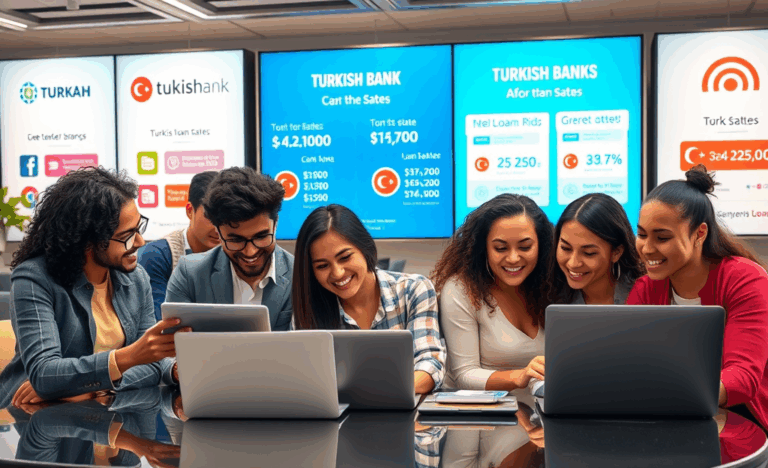 An image depicting a stress-free loan application process at a Turkish bank.